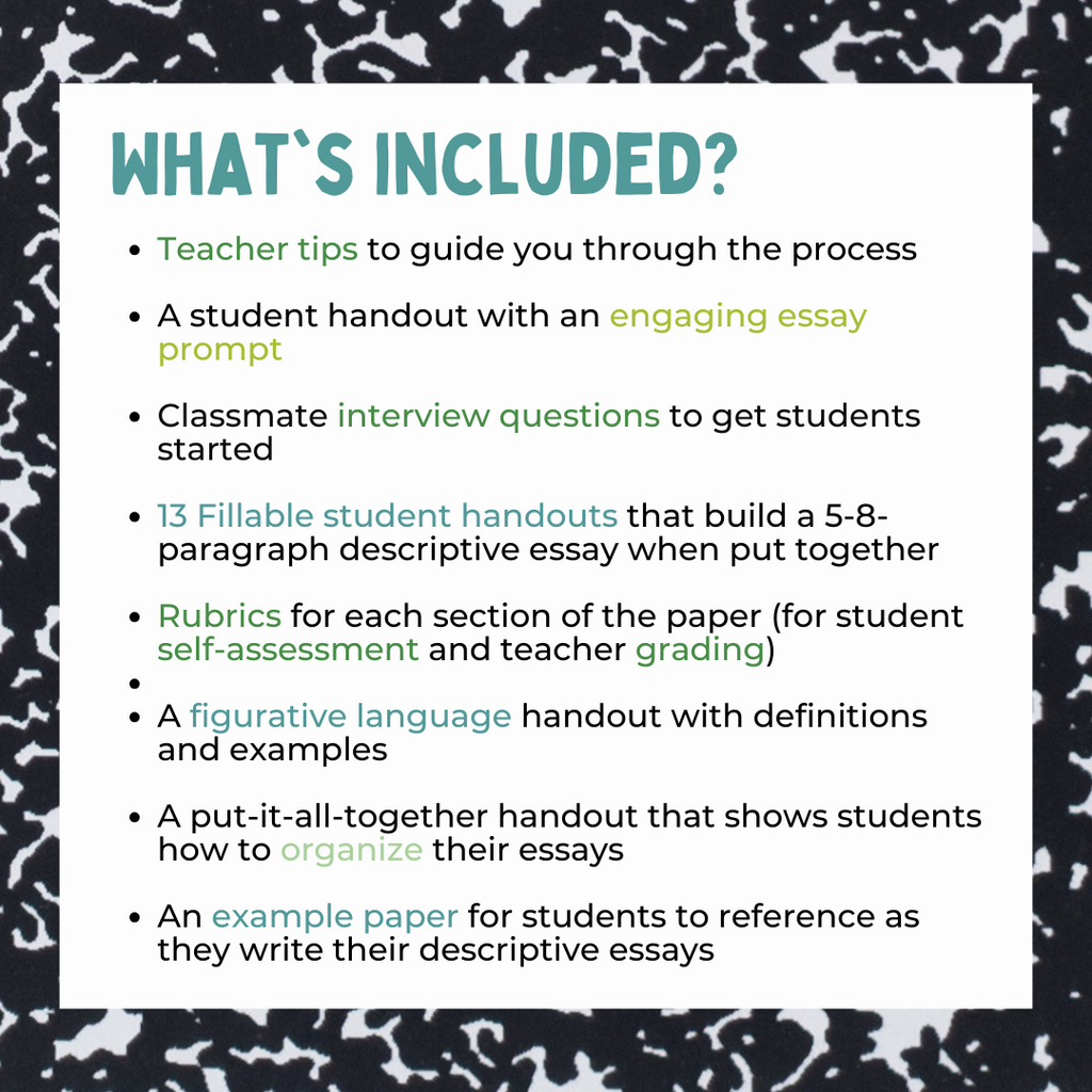 Descriptive Essay Pack for Middle School ELA | Describe Your Classmate