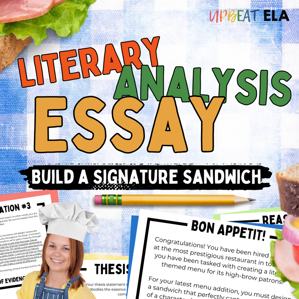 Literary Analysis Essay for Middle School ELA | Design a Book Themed Sandwich | Book Report Alternative