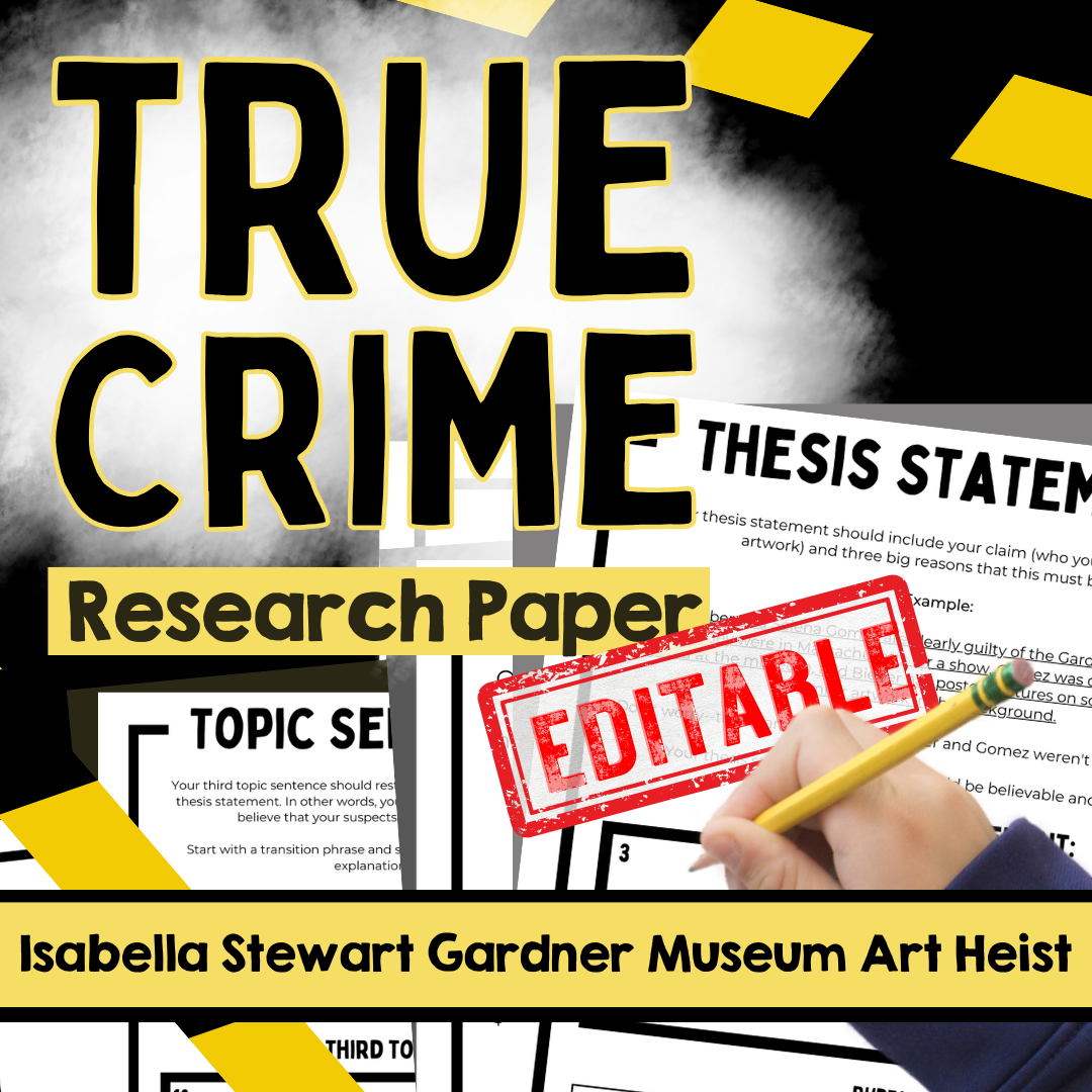 True Crime Essay Pack for Middle School ELA | The Isabella Stewart Gardner Museum Heist