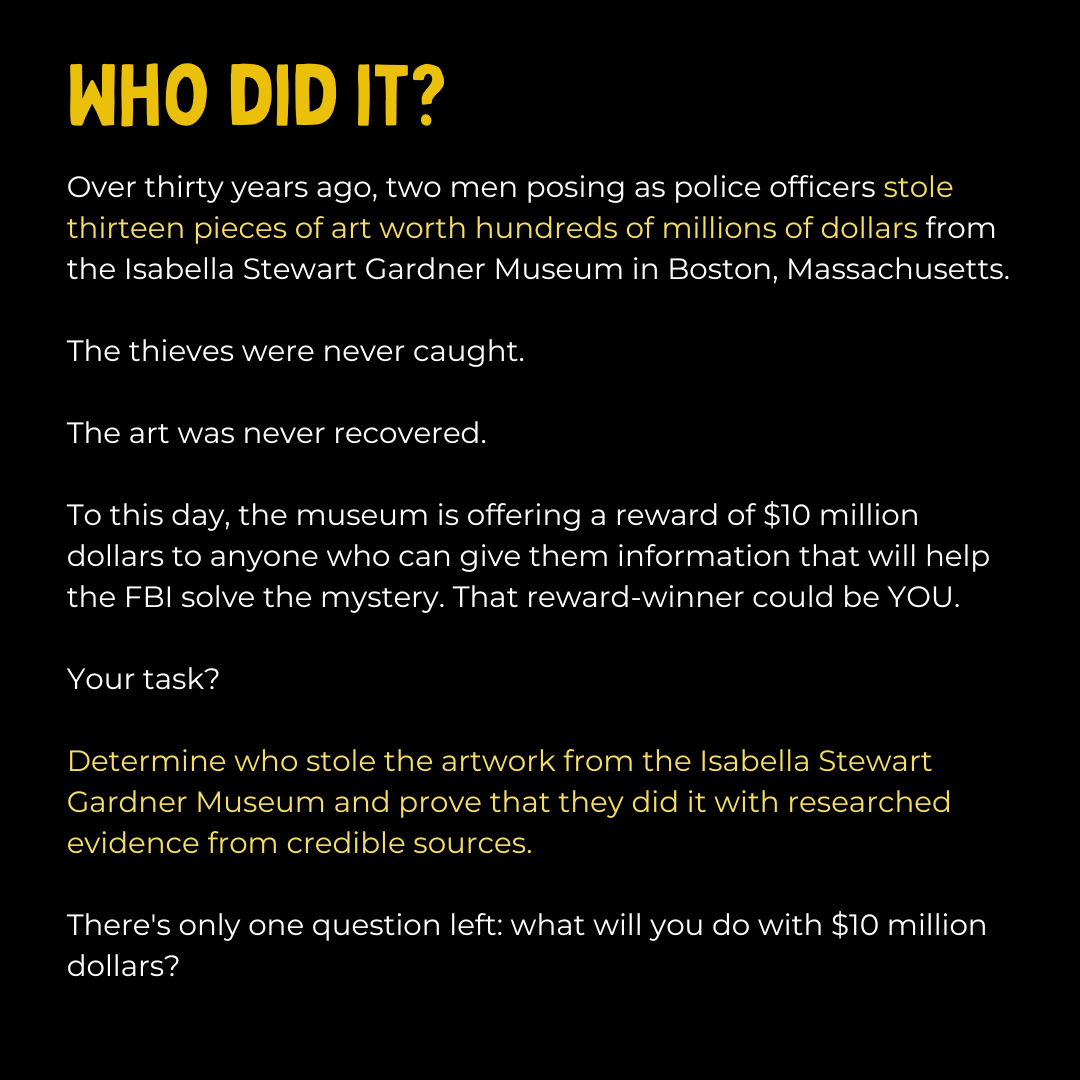 True Crime Essay Pack for Middle School ELA | The Isabella Stewart Gardner Museum Heist