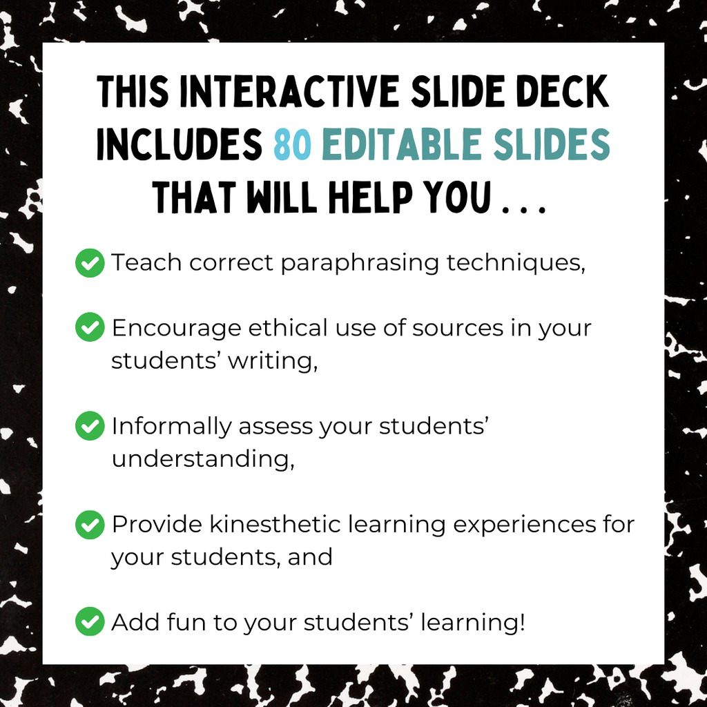 Paraphrasing and Plagiarism Lessons for Teaching Middle School ELA