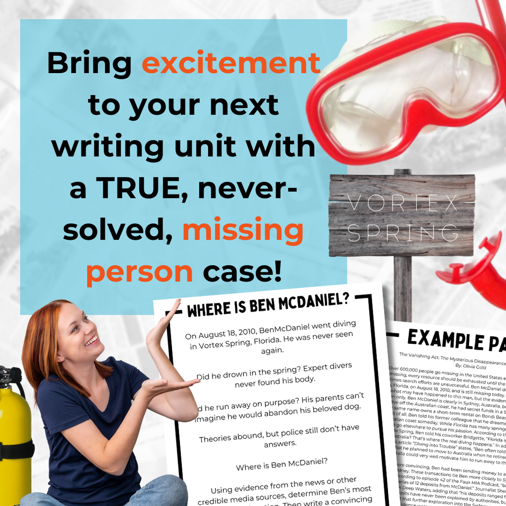 Missing Person Essay Pack for Middle School ELA | Where is Ben McDaniel?