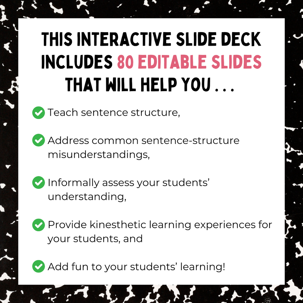 Sentence Structure Mini Lessons for Middle School ELA Writing | 6th Grade 7th Grade