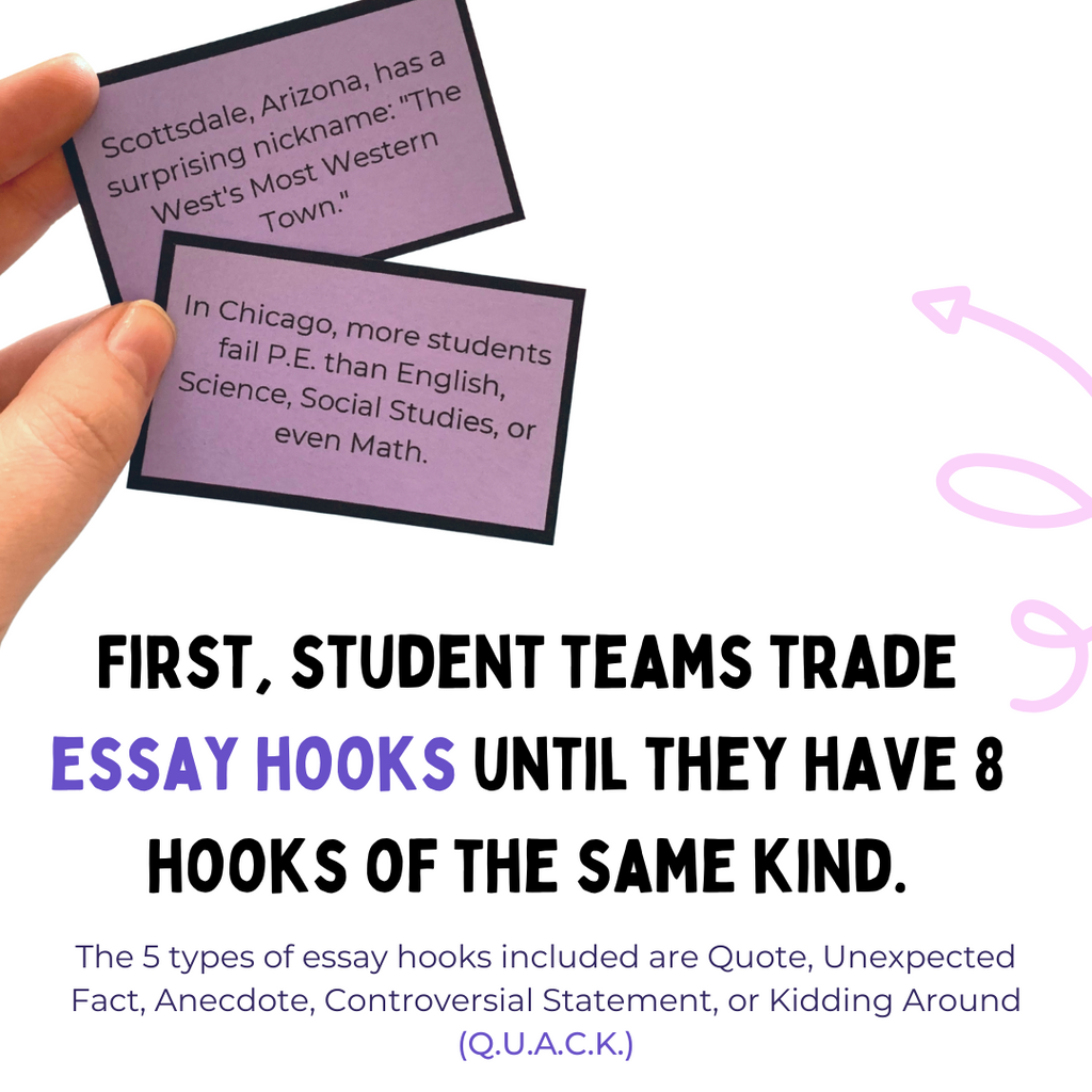 Essay Hooks Writing Game for Middle School