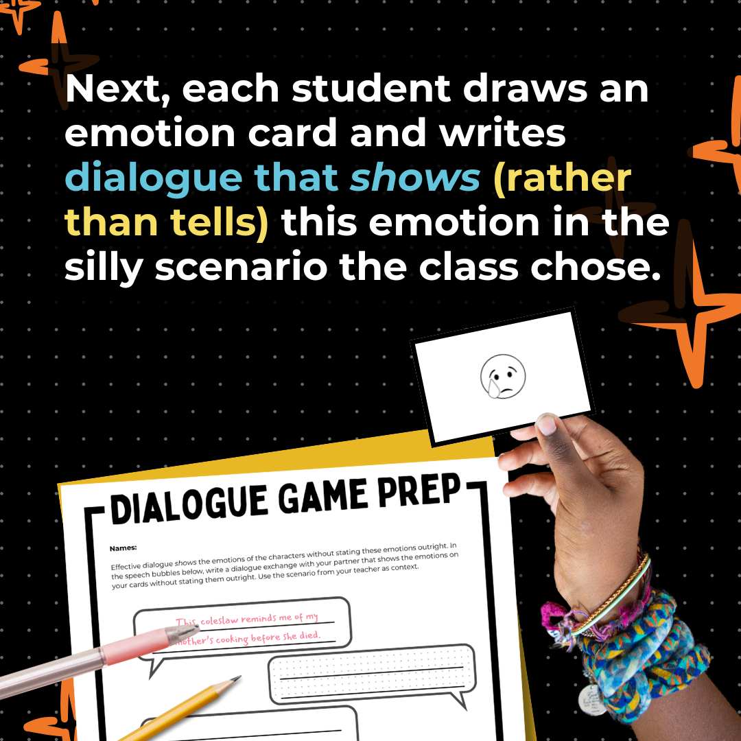 Narrative Writing Dialogue Game for Middle School ELA