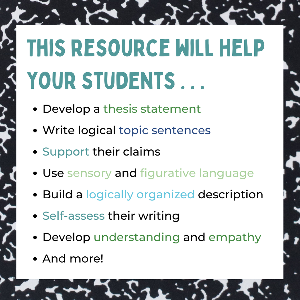 Descriptive Essay Pack for Middle School ELA | Describe Your Classmate