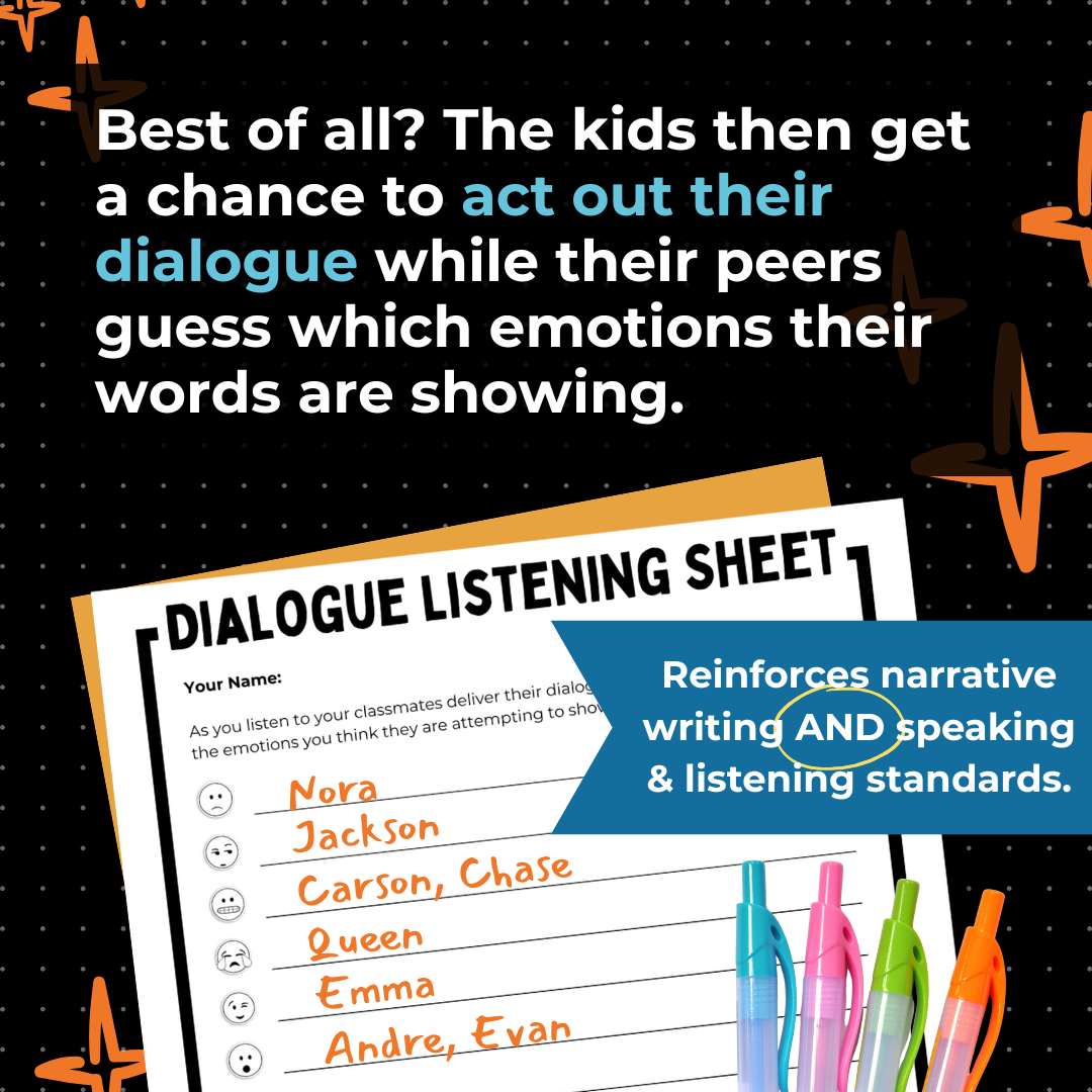 Narrative Writing Dialogue Game for Middle School ELA