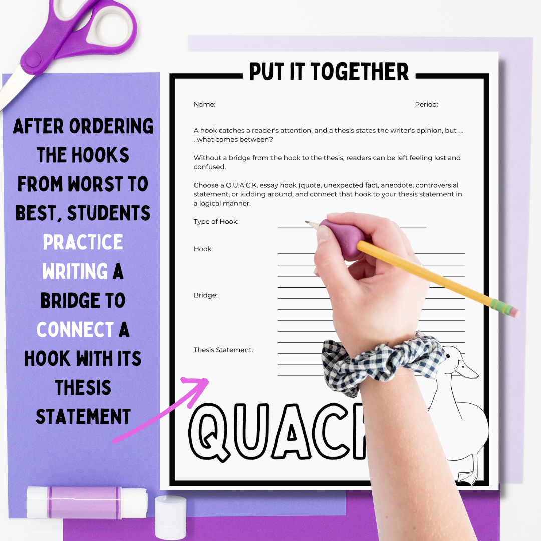 Essay Hooks Writing Game for Middle School