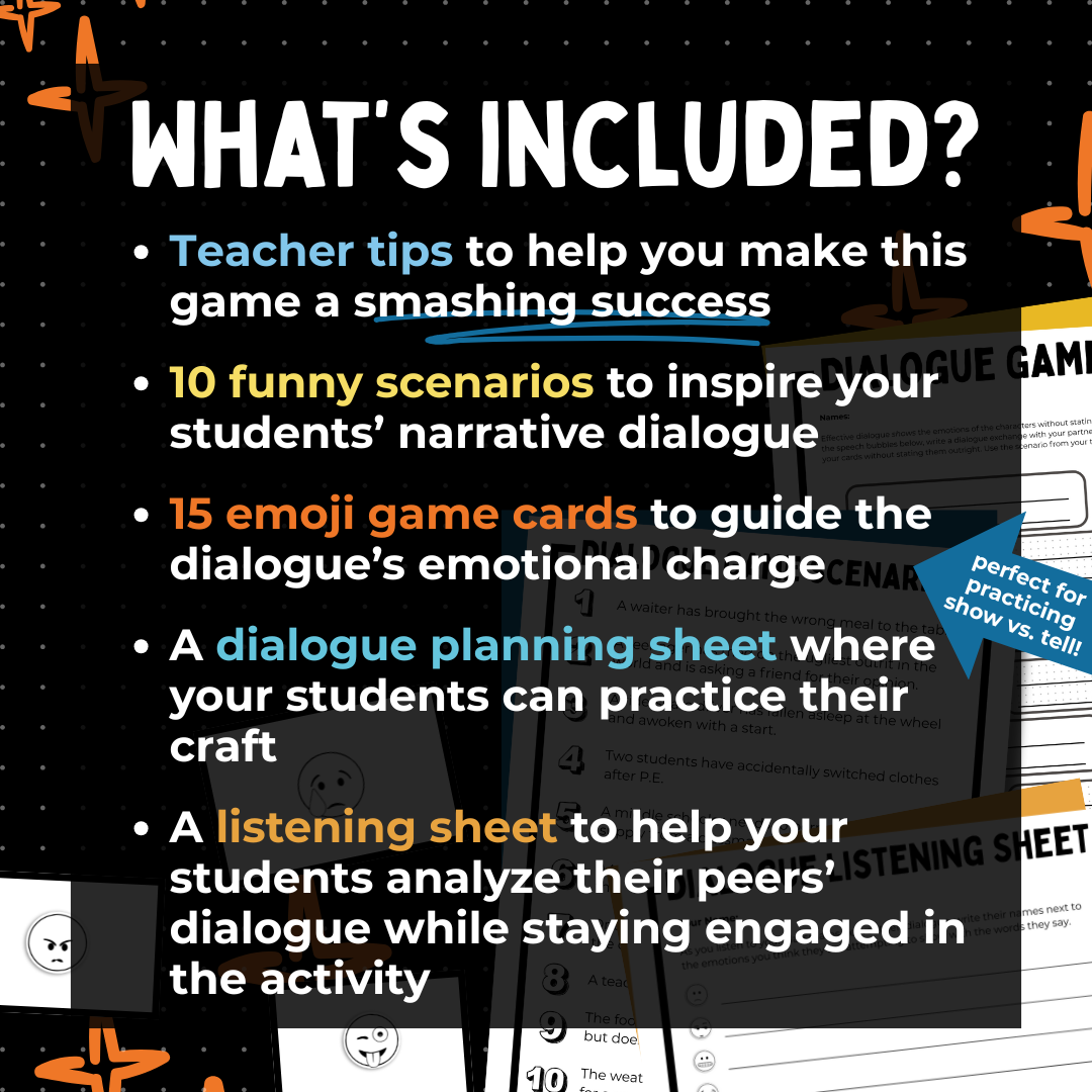 Narrative Writing Dialogue Game for Middle School ELA