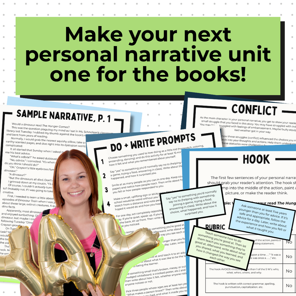 Personal Narrative Essay for Middle School | Prompt Instructions Rubrics Sample Essay