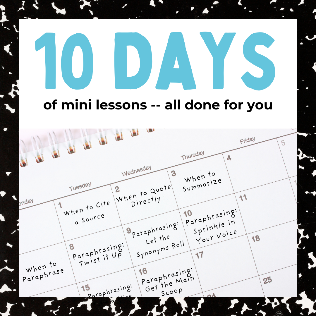 Paraphrasing and Plagiarism Lessons for Teaching Middle School ELA