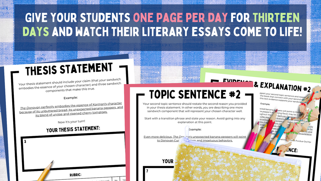 Literary Analysis Essay for Middle School ELA | Design a Book Themed Sandwich | Book Report Alternative