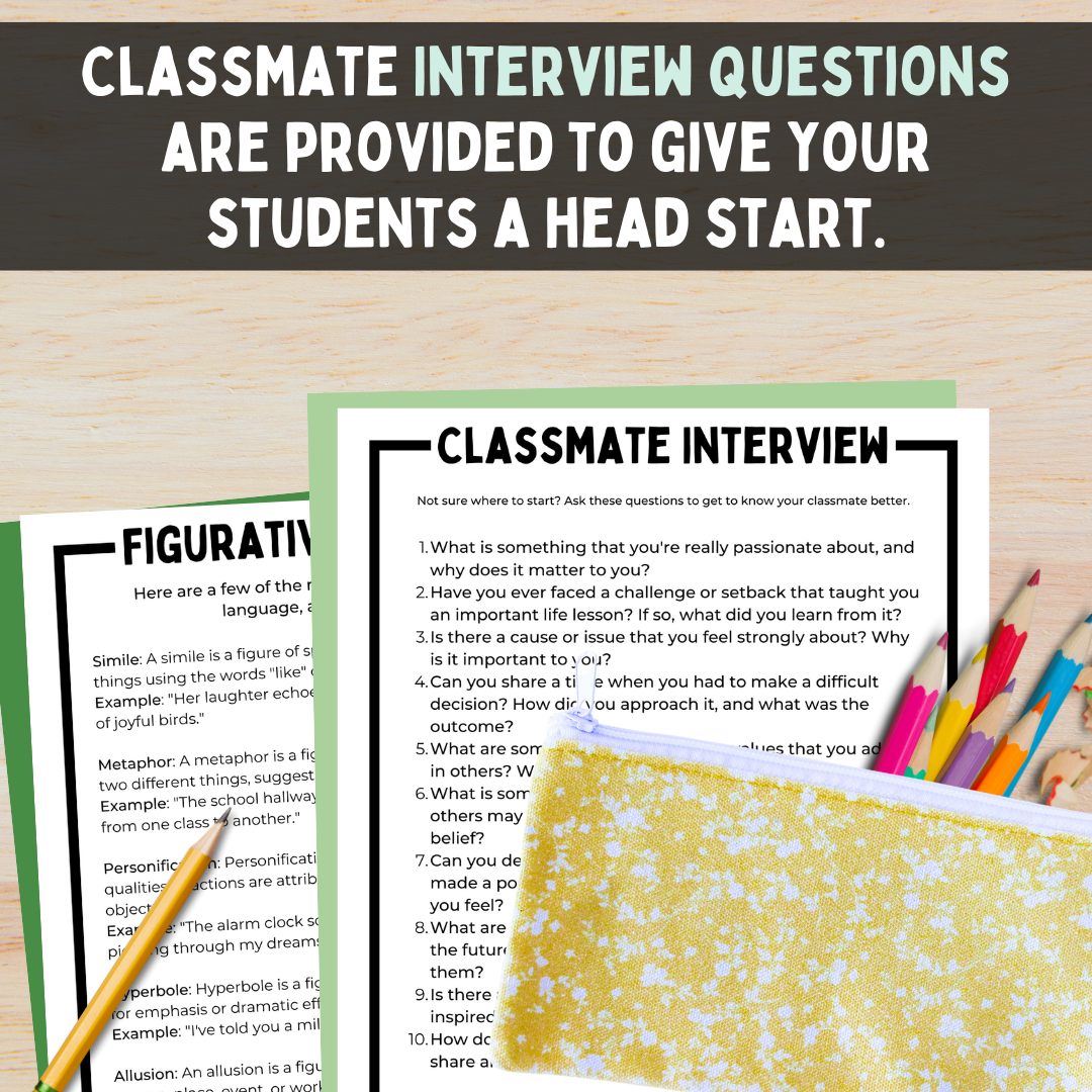 Descriptive Essay Pack for Middle School ELA | Describe Your Classmate